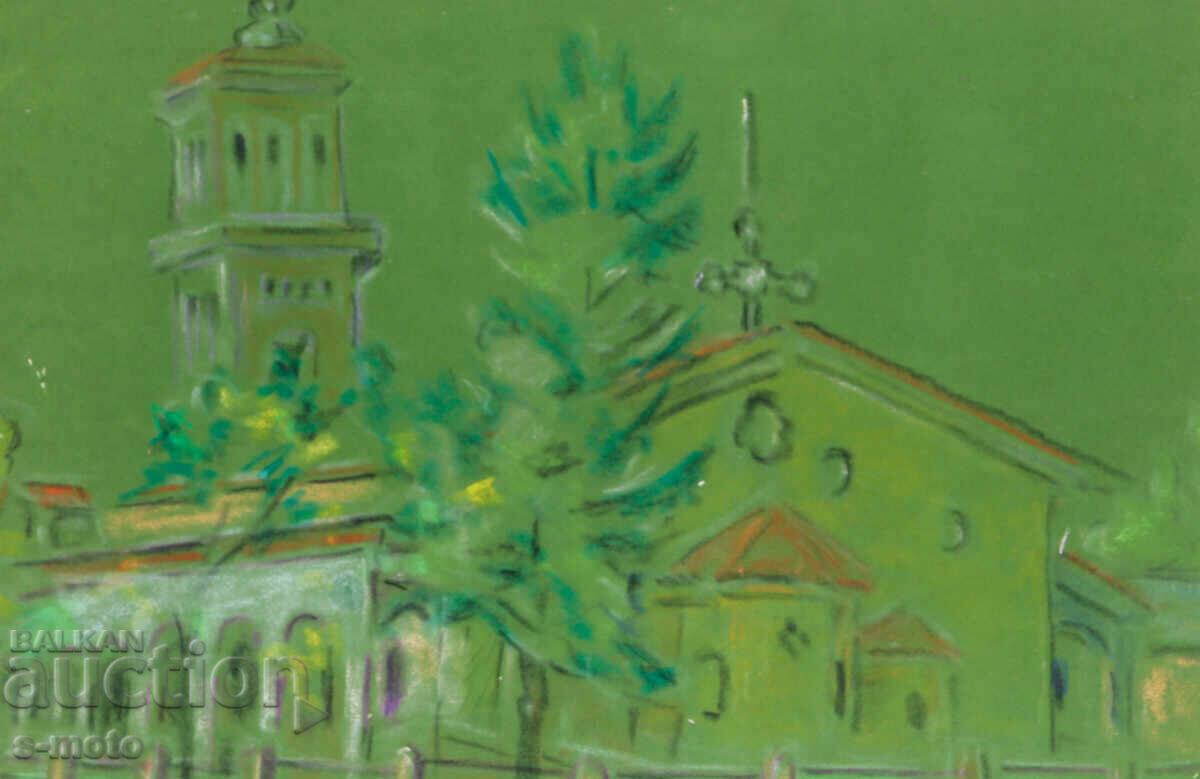 Картина пастел градски пейзаж