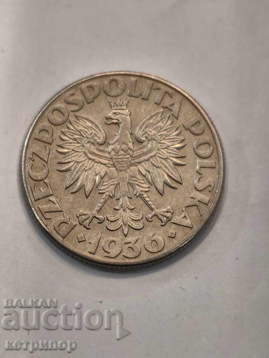 2 злоти Полша 1936 г сребърна с цена € 28.00 | 54.76 лв.