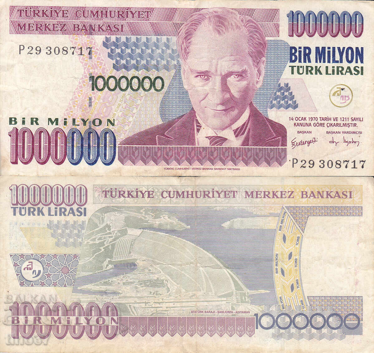 tino37 - ΤΟΥΡΚΙΑ - 1.000.000 ΛΙΡΕΣ - 1970/98