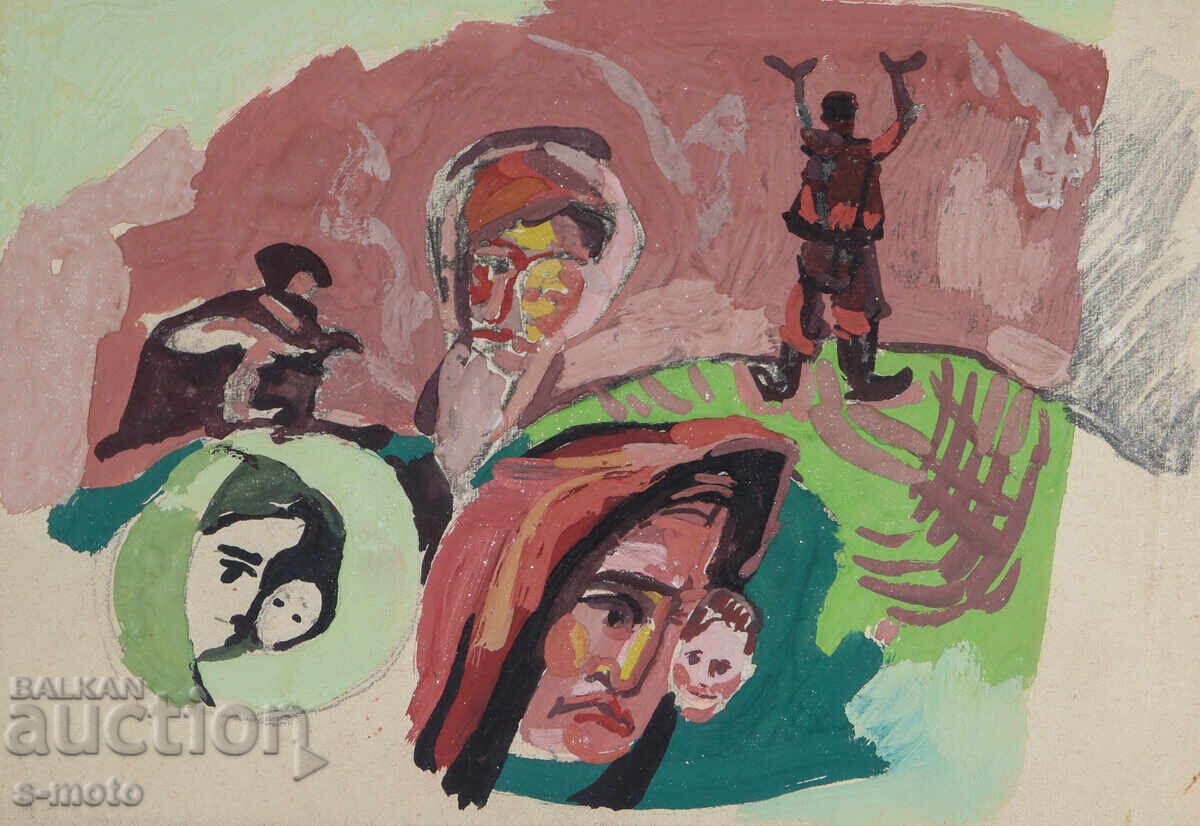 Стара картина фигурална композиция портрет Стара картина фигурална композиция портрет