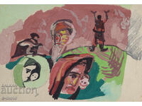 Tablou vechi compoziție figurativă portret