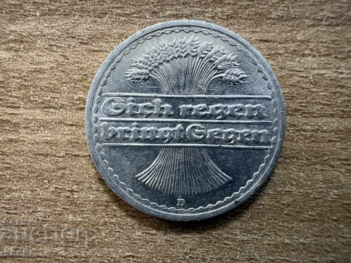 Γερμανία - 50 πφένιχ (1921) - D με τιμή € 0.35 | 0.68 BGN