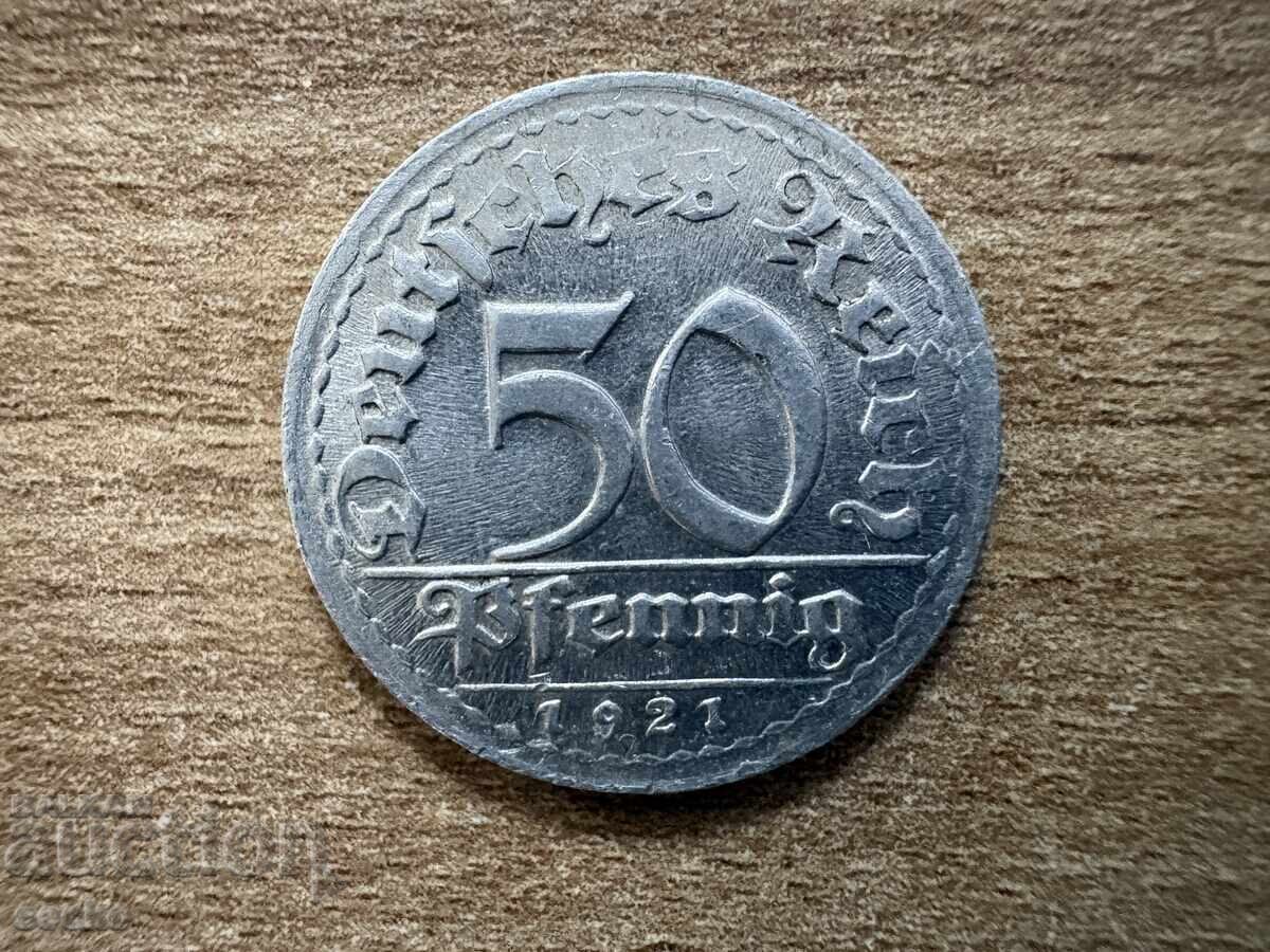 Γερμανία - 50 πφένιχ (1921) - D