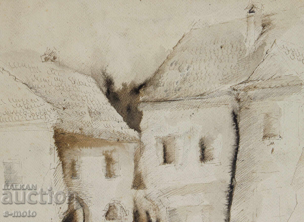 Livrarea Desen tuș peisaj urban 1979