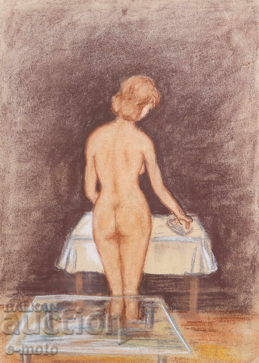 Δημοπρασία Παλιά ζωγραφιά πορτρέτο γυμνό σώμα
