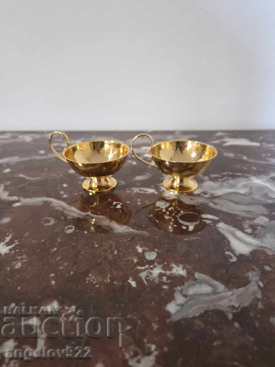 Auction  Beautiful metal coffee cups with gilding!!!