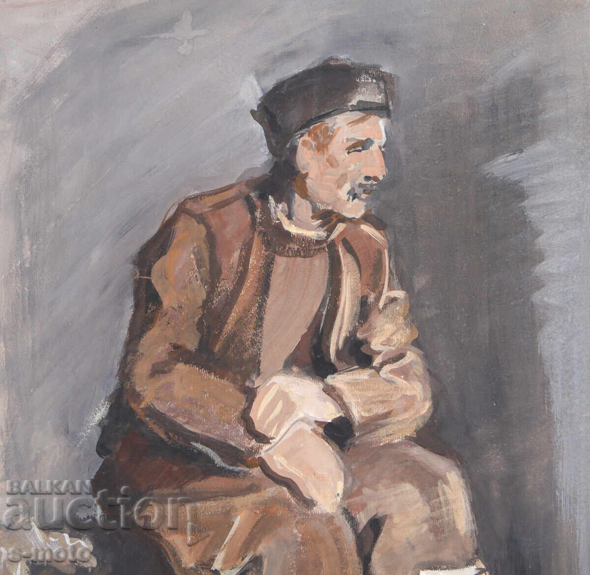 Delivery of Old tempera painting portrait of a man