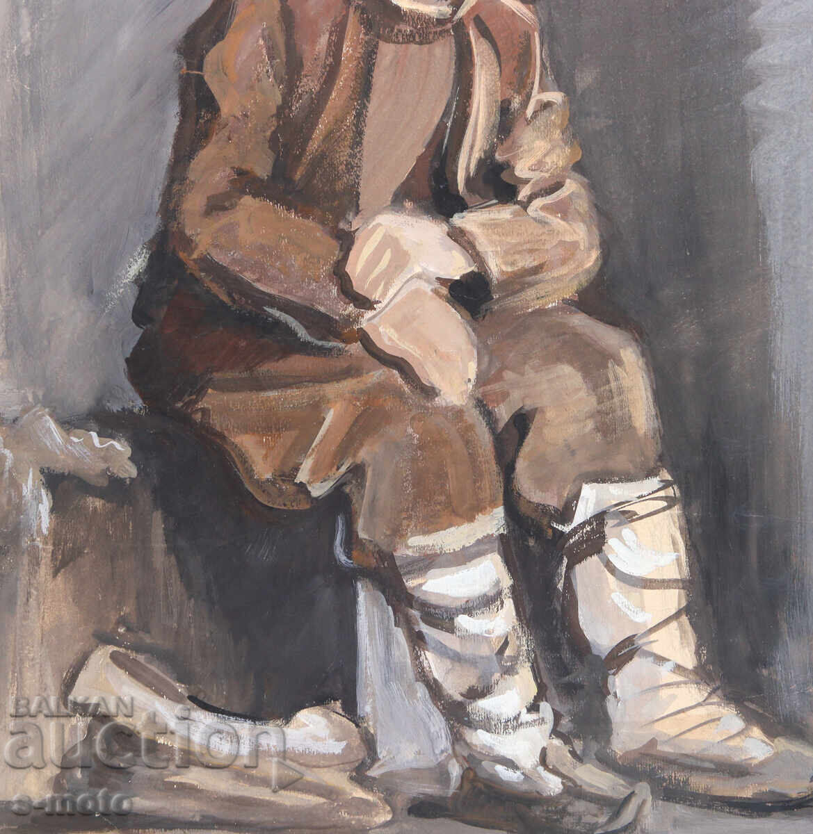 Old tempera painting portrait of a man - 5