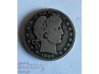 1/4 dolar 1908 Argint