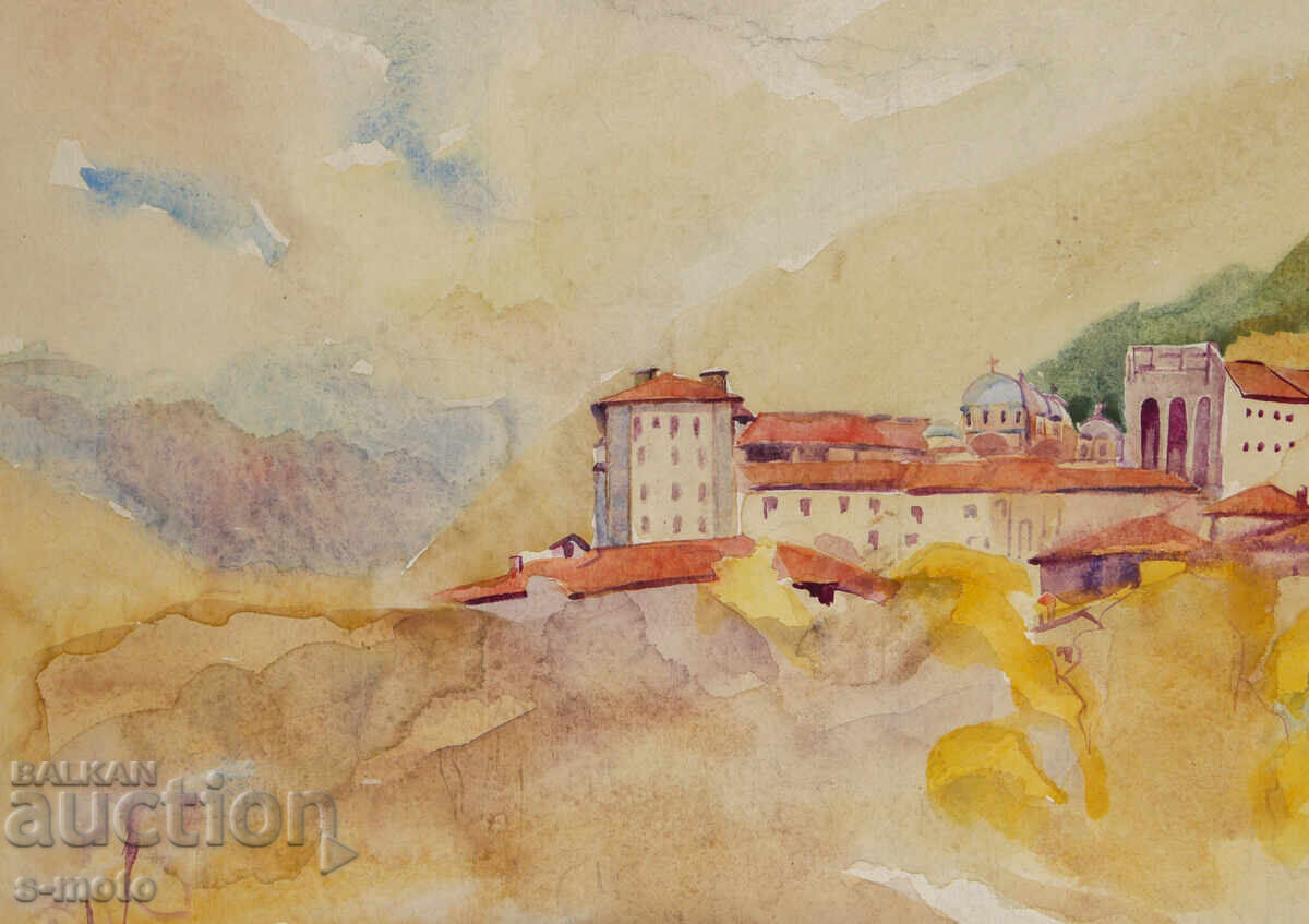 Παράδοση Παλιά ζωγραφιά τοπίο ακουαρέλα