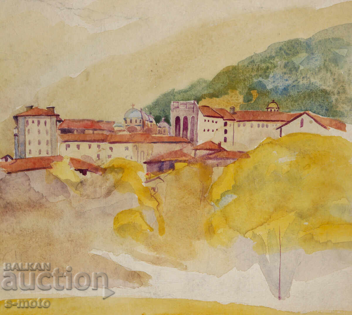 Παλιά ζωγραφιά τοπίο ακουαρέλα - 5