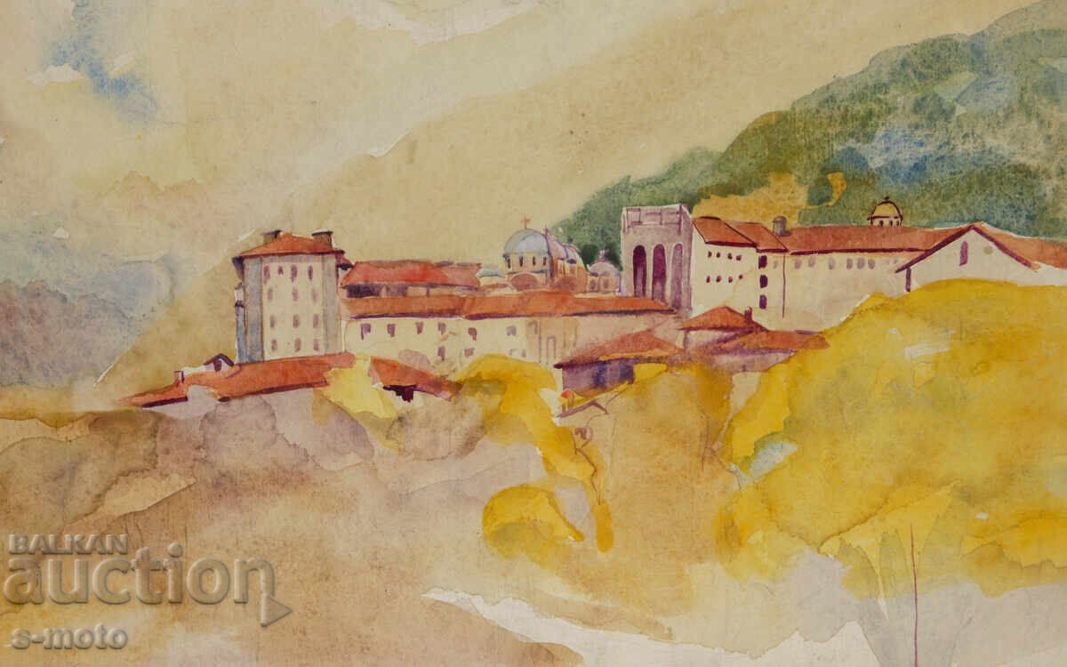 Παλιά ζωγραφιά τοπίο ακουαρέλα - 6