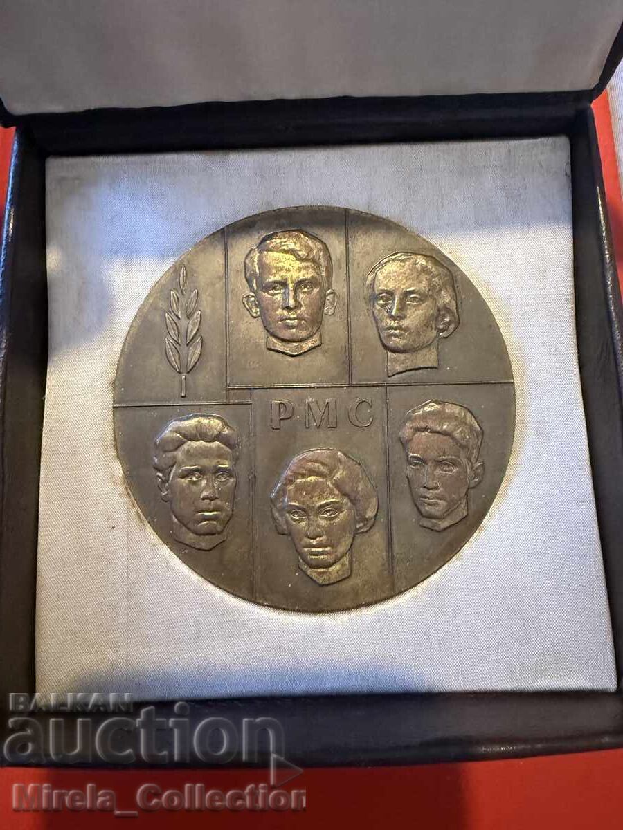 Plachetă medalie de birou Cei cinci de la RMS BKP cu cutie de piele - 5
