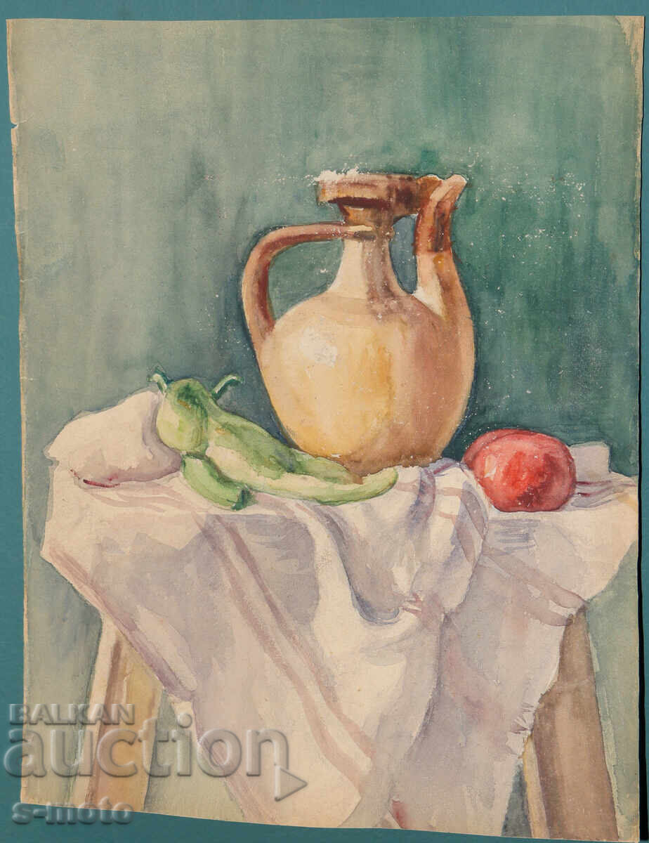 Pictură veche acuarelă natură moartă cu preț € 100.00 | 195.58 BGN