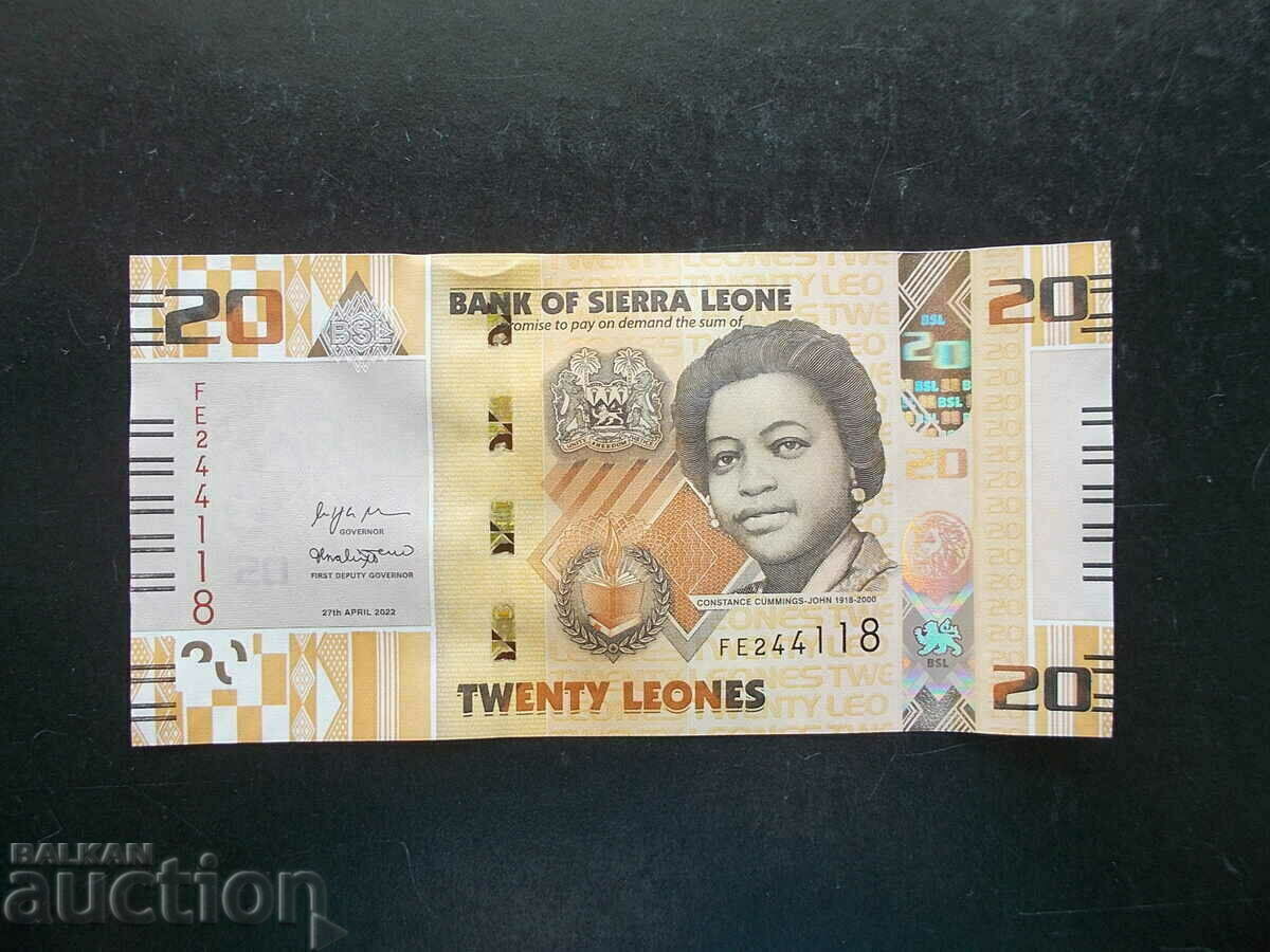 SIERRA LEONE , 20 leone , 2022 , UNC
