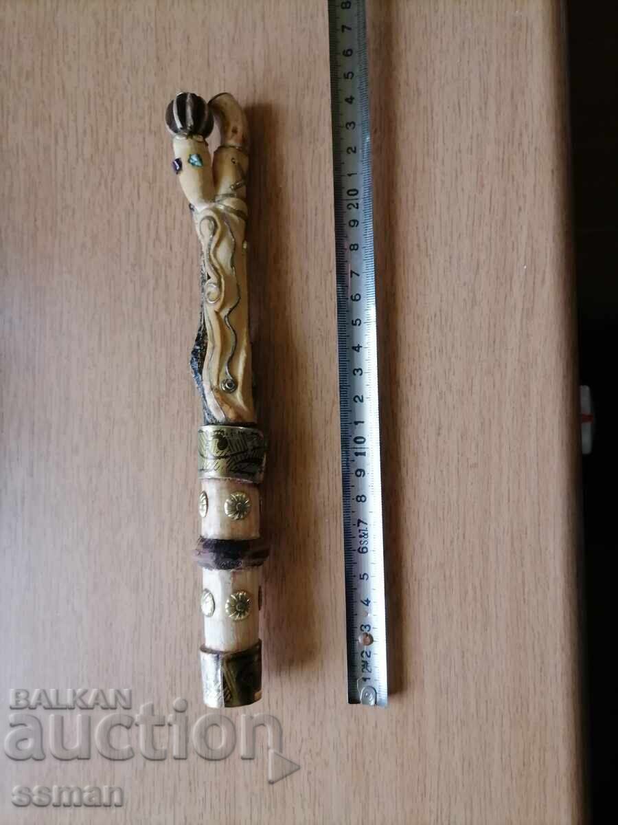 Old knife with carved handle, bronze, stones - 3 with price € 15.00 | 29.34 BGN Old knife with carved handle, bronze, stones - 3 with price € 15.00 | 29.34 BGN