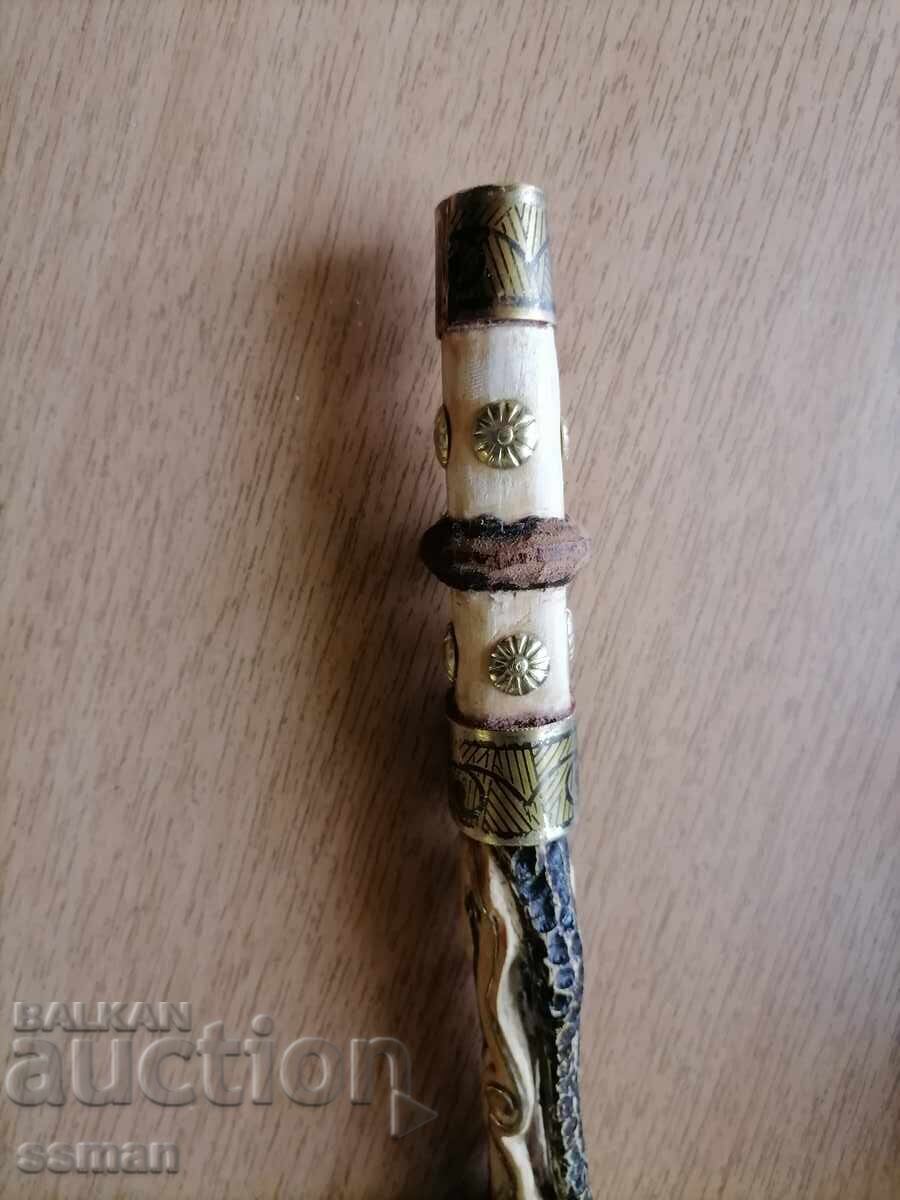 Old knife with carved handle, bronze, stones - 3 - 7 Old knife with carved handle, bronze, stones - 3 - 7