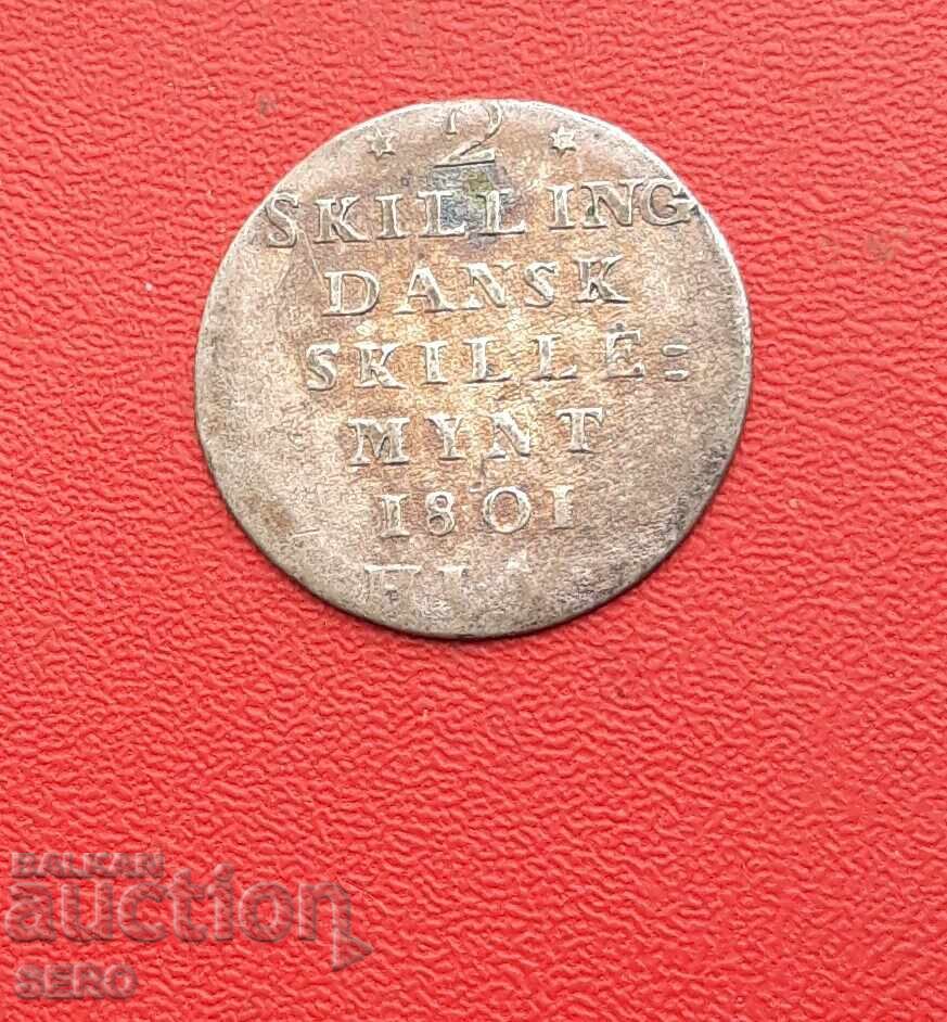 Дания-2 скилинга 1801-сребърна