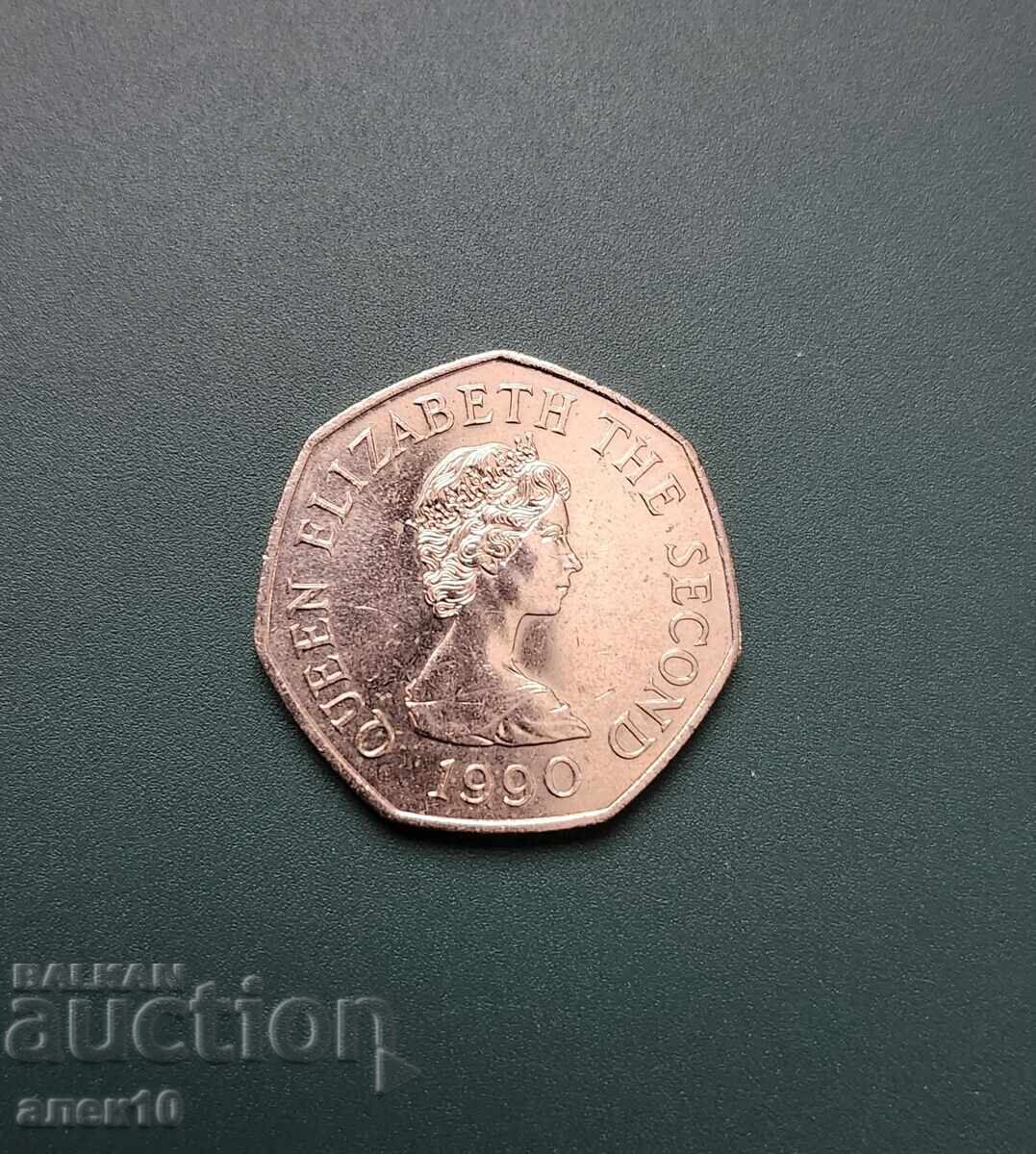 Jersey 50 pence 1990 cu preț € 2.00 | 3.91 BGN Jersey 50 pence 1990 cu preț € 2.00 | 3.91 BGN