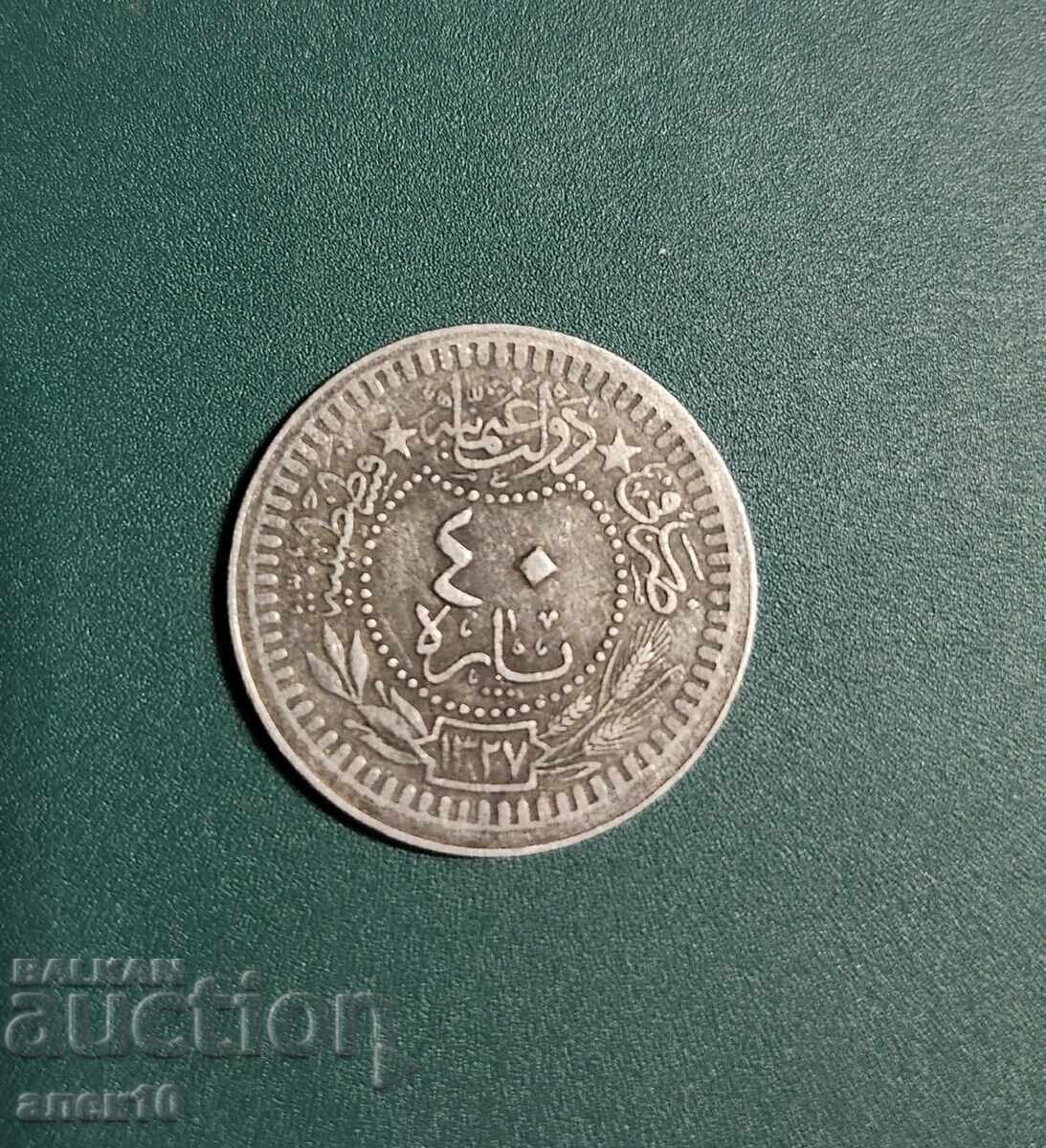 Turcia 40 para 1909 cifra 4 n