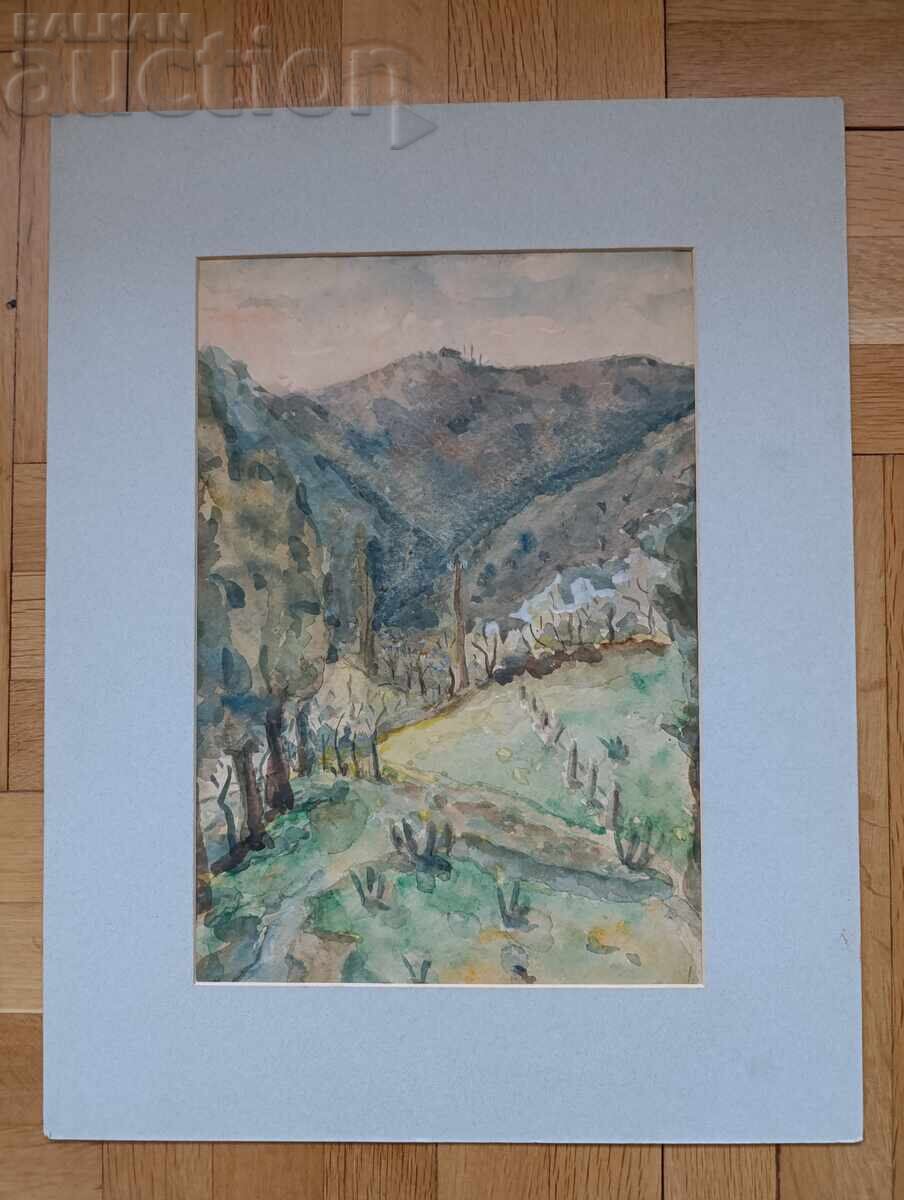 Όμορφο ακουαρέλα από Βούλγαρο καλλιτέχνη, τοπίο