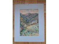 Красив акварел от български автор, пейзаж.