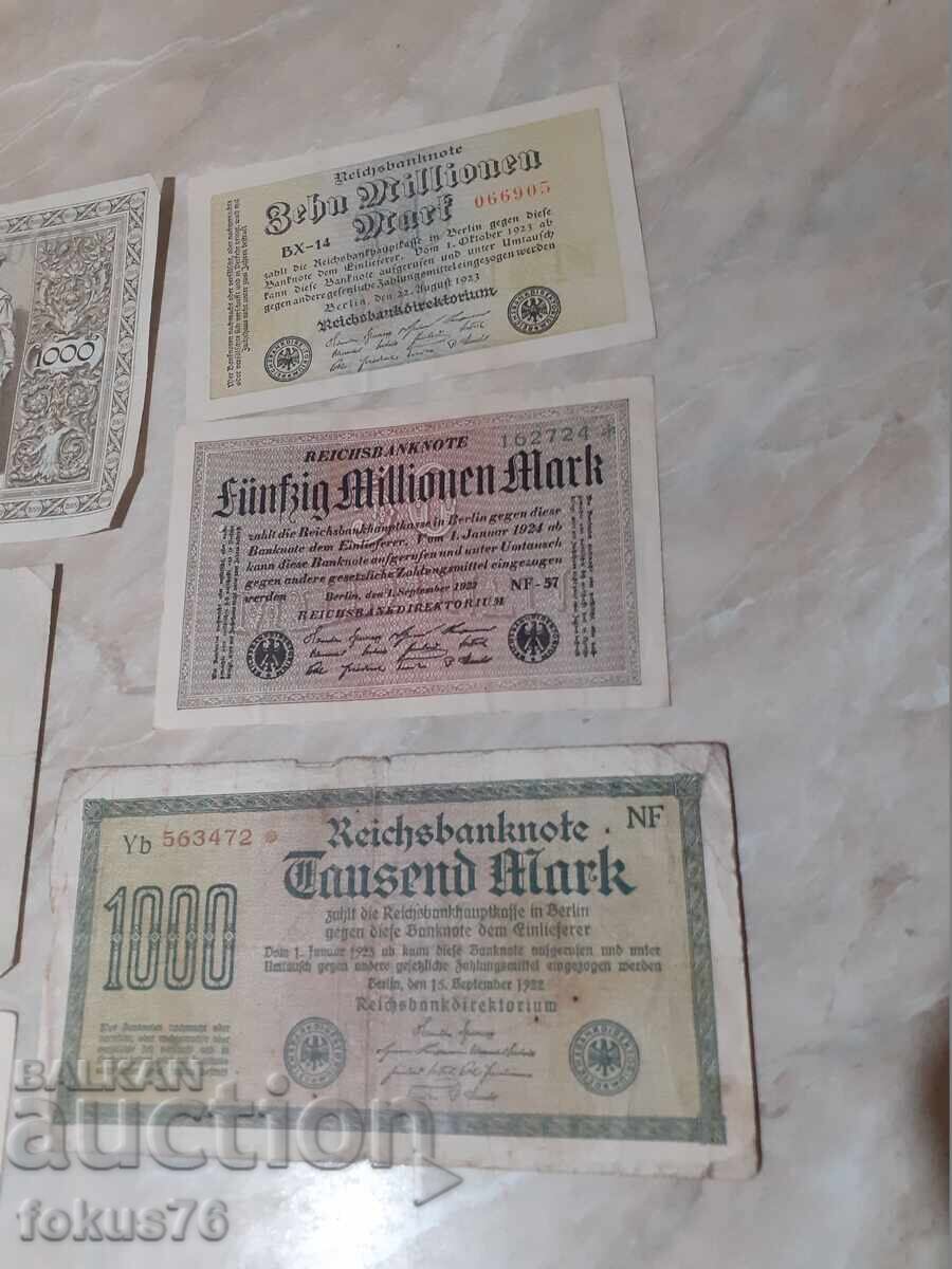 Lot 2 - Reichsmarks, Deutsche Marks banknote, stamp - 6 pcs with price € 24.00 | 46.94 BGN Lot 2 - Reichsmarks, Deutsche Marks banknote, stamp - 6 pcs with price € 24.00 | 46.94 BGN