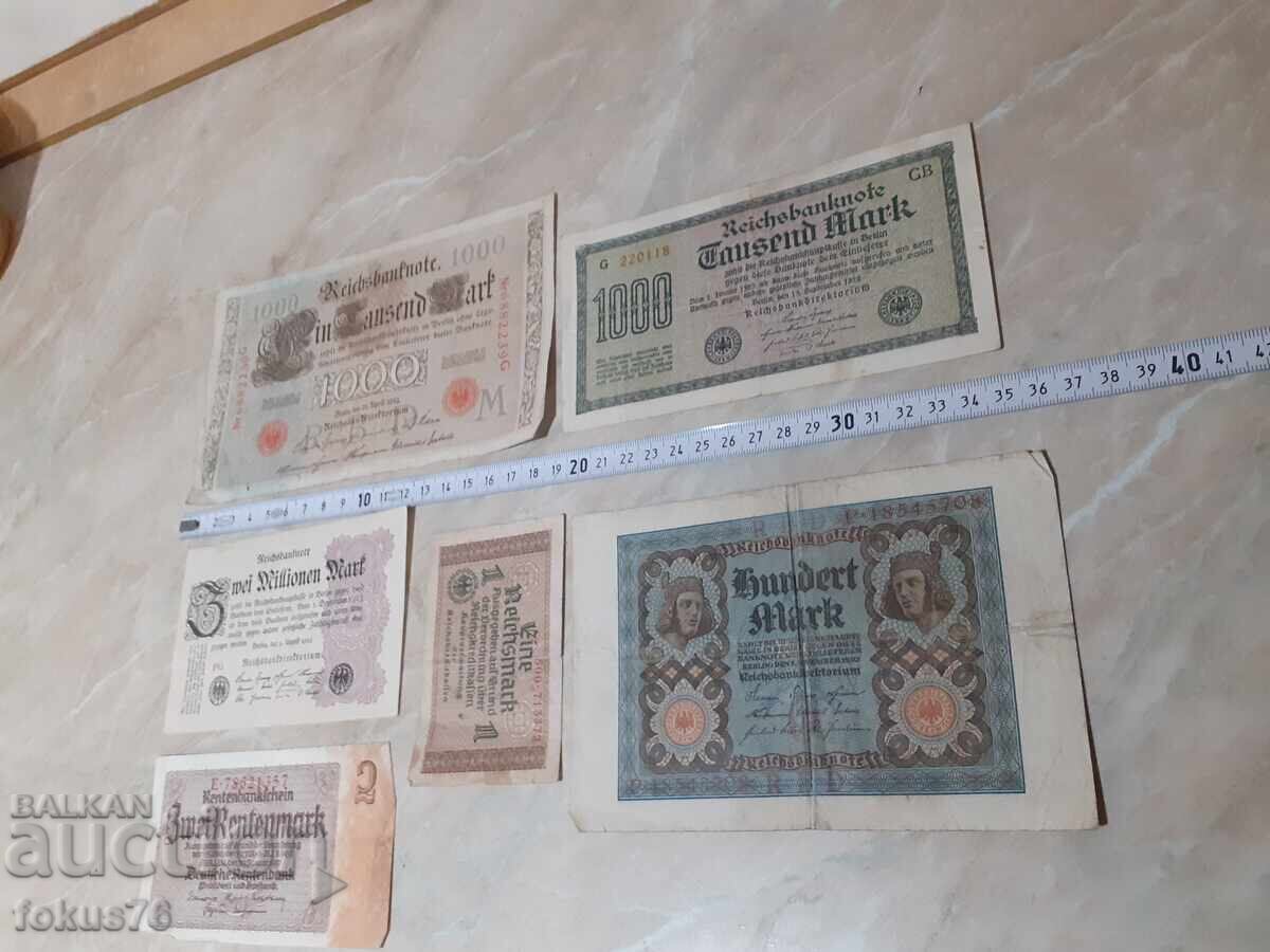 Λοτ 3 - Ράιχσμαρκ, χαρτονομίσματα Deutsche Mark, γραμματόσημο - 6 τεμ - 5