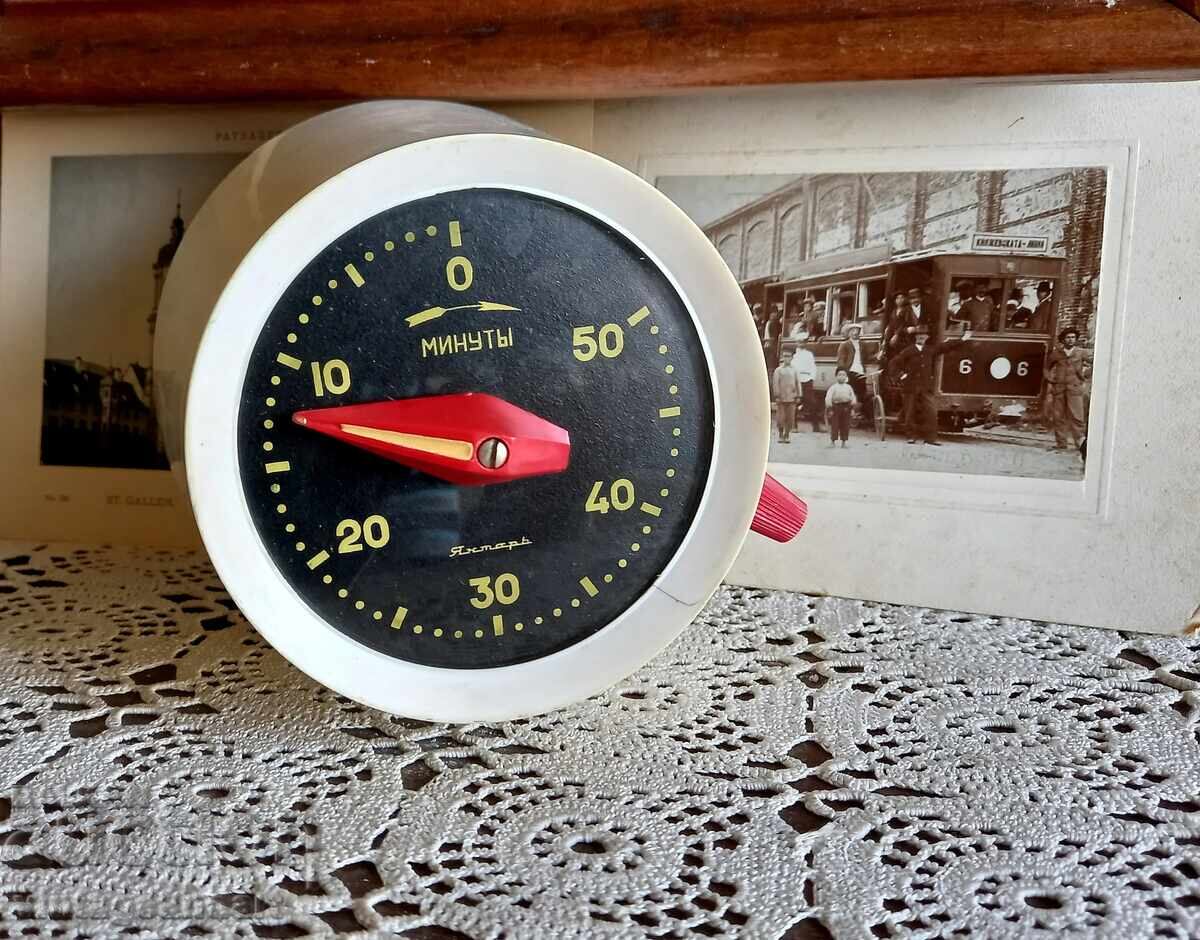 Аукцион Колекционерски часовник, таймер, Янтар, работи и звъни