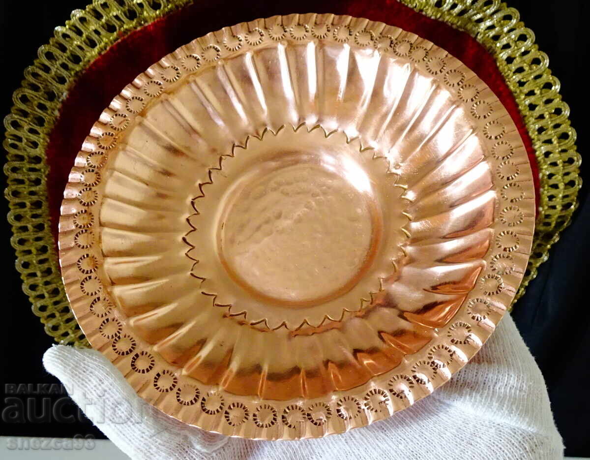 Медна купичка,чиния,чиста червена мед. - 5