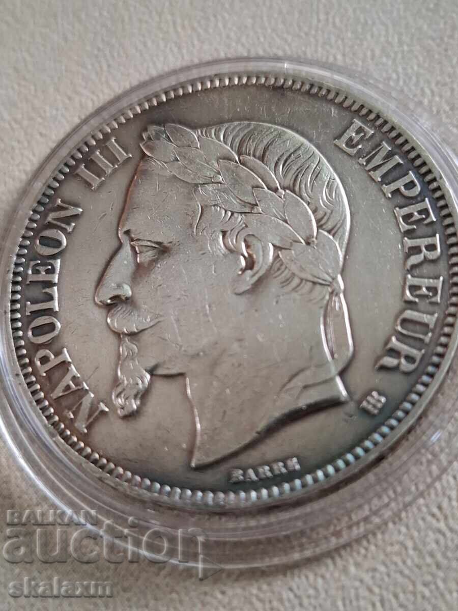 Ασήμι 5 φράγκων Ναπολέων Γ' με τιμή € 80.00 | 156.47 BGN
