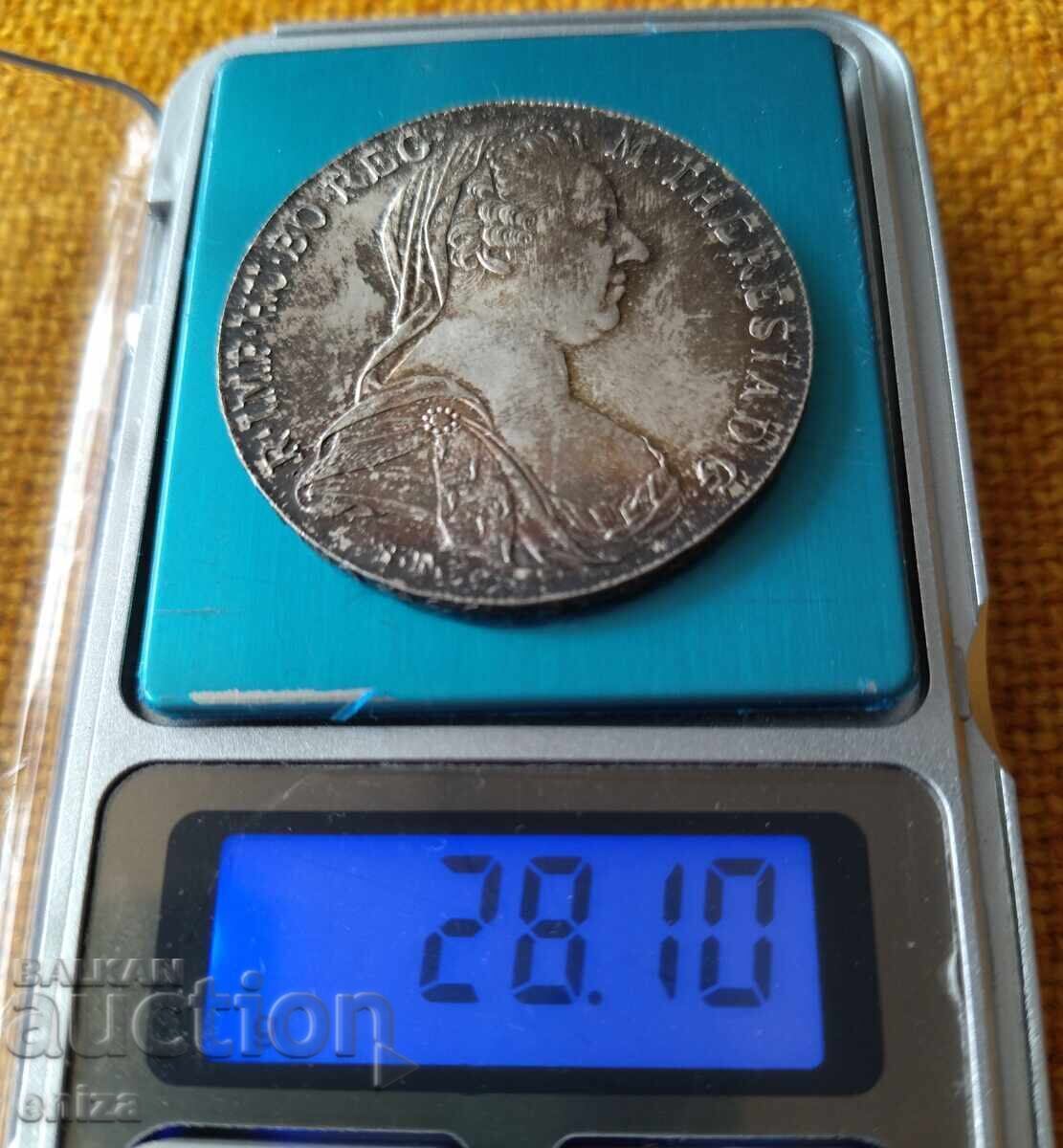 Αργυρό τάληρο Μαρία Θηρεσία 1780 επανέκδοση - 5