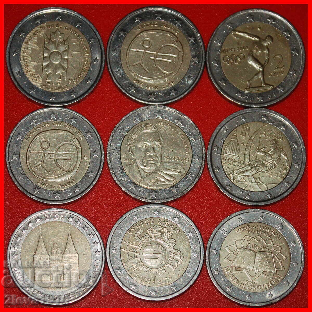 9 COMMEMORATIVE COINS: EUROPEAN UNION ★ 2 EUROS DIFFERENT!