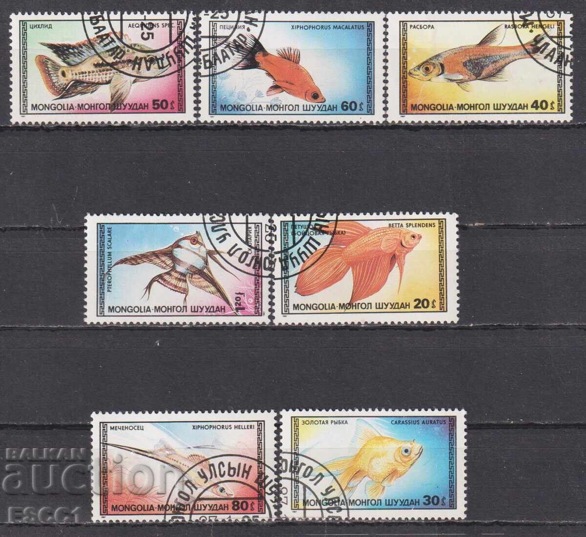 Σφραγισμένες γραμματόσημα Πανίδα Ψάρια 1987 από Μογγολία