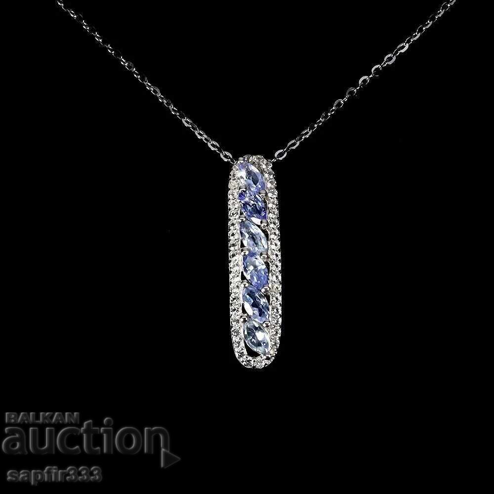 LUXURY SILVER NECKLACE WITH NATURAL TANZANITES AND WHITE TOPAZES cu preț € 180.00 | 352.05 BGN