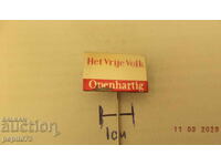 Advertising badge, Het Vrije Volk, Dutch newspaper