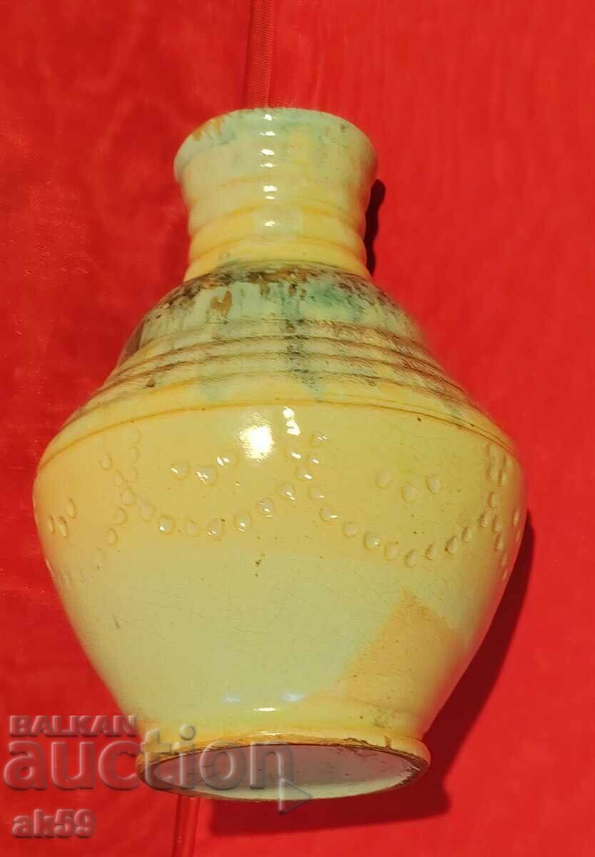 Licitație Vază verde glazurată - ceramică