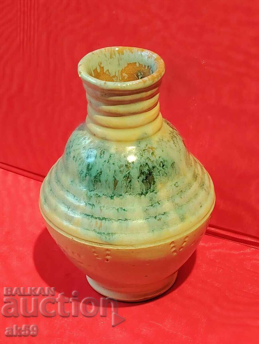 Vază verde glazurată - ceramică