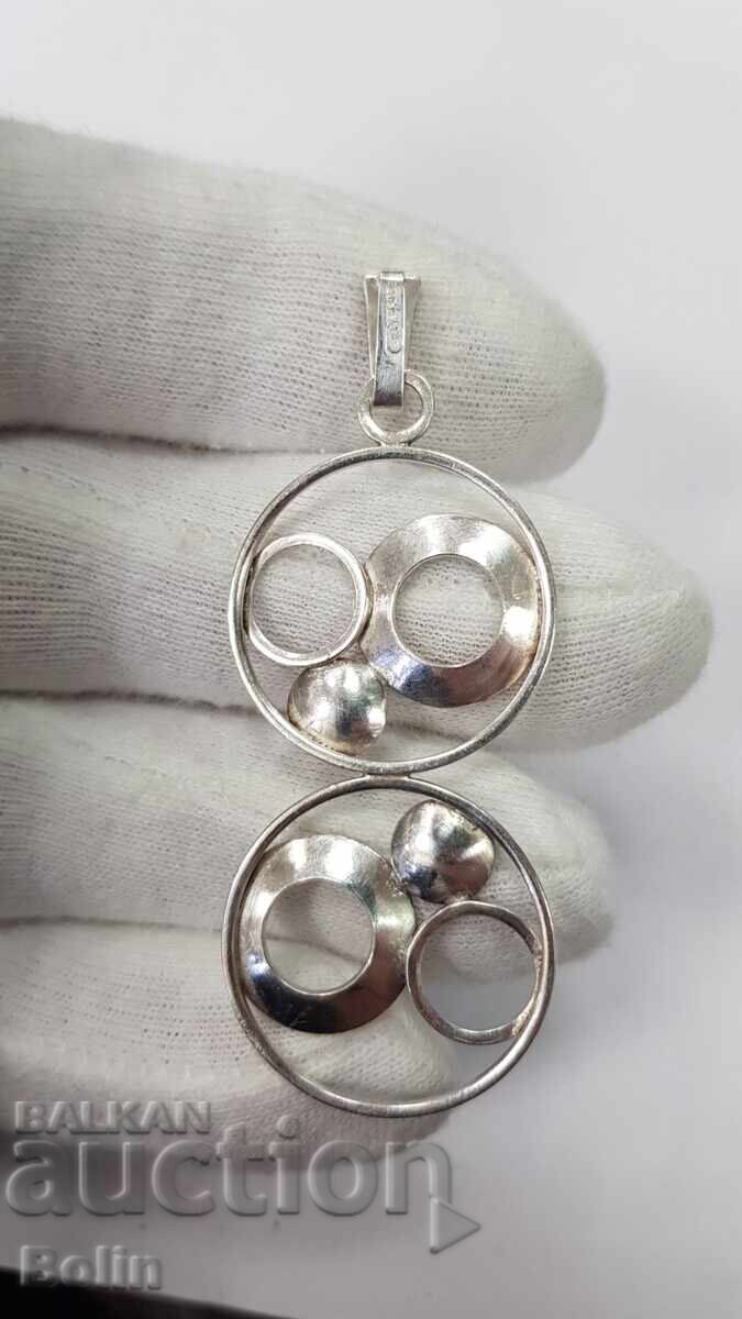 Livrarea Pandantiv argintiu, pandantiv "Cerculețe" Art Nouveau - 830