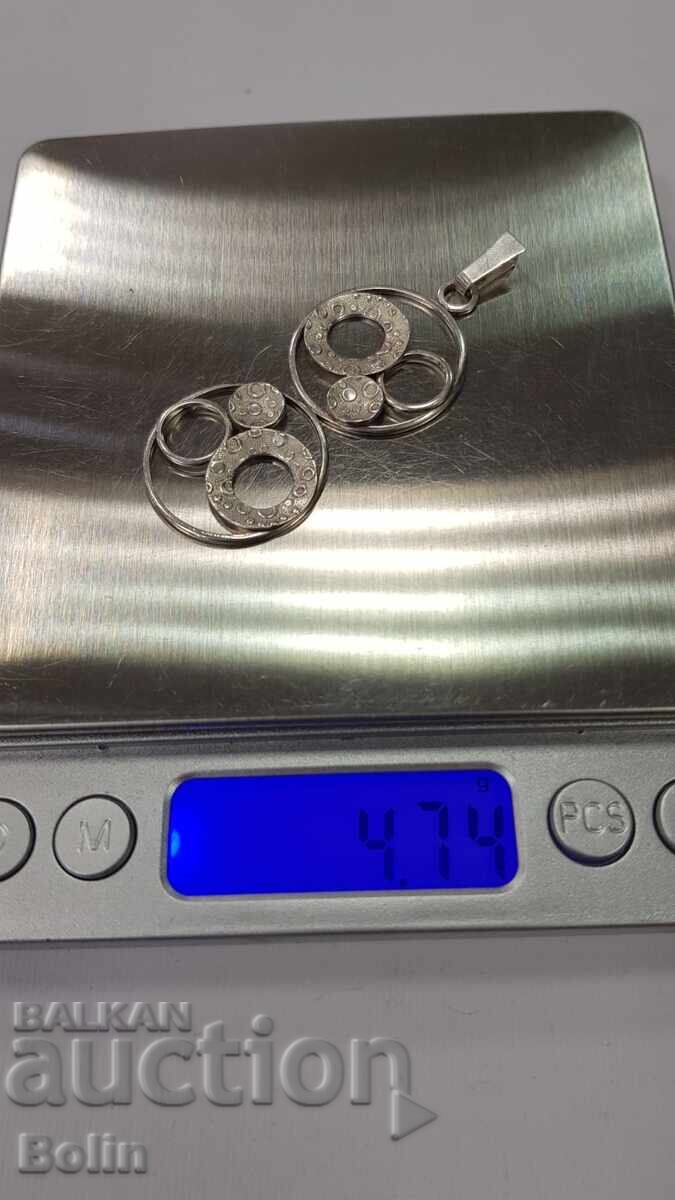 Pandantiv argintiu, pandantiv "Cerculețe" Art Nouveau - 830 - 7