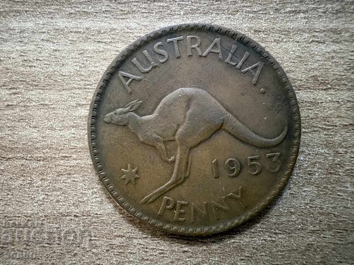 Australia - 1 penny (1953) - punct după Australia