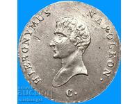 Jerome Napoleon 2/3 Thaler 1809 Germania Westfalia argint