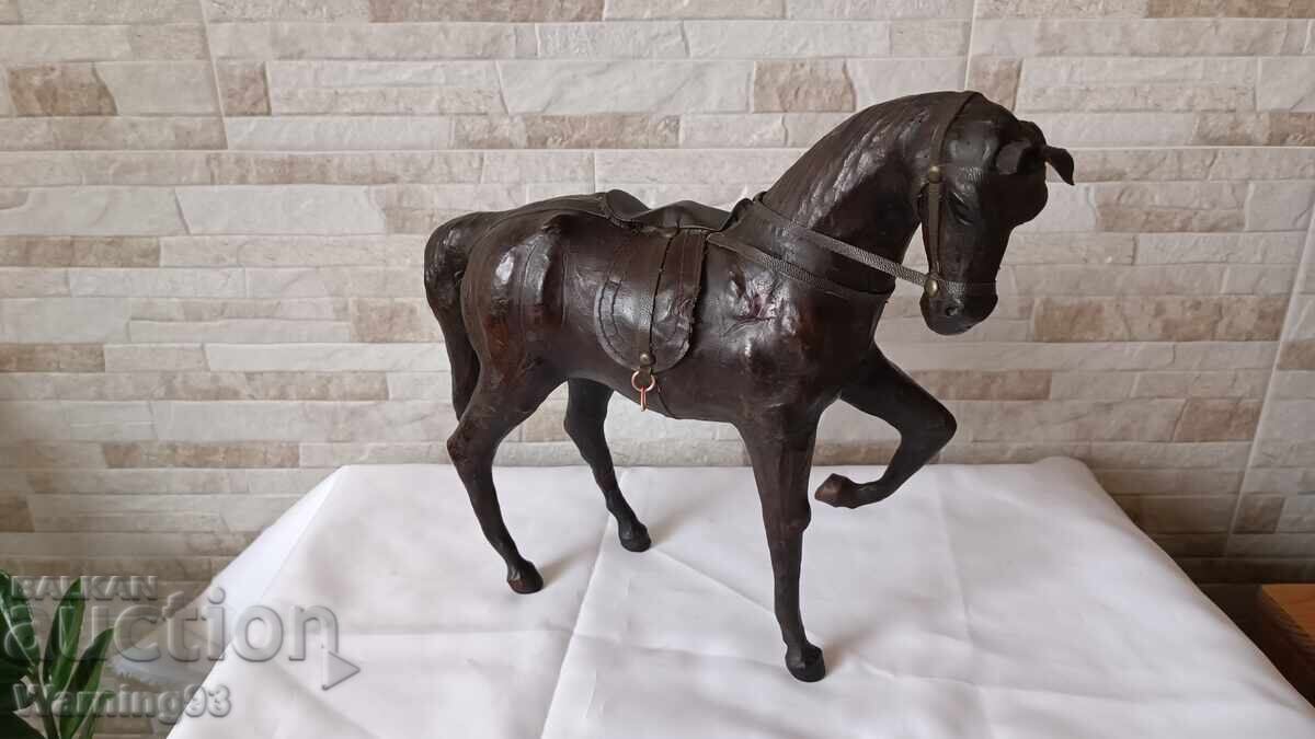 Παλιά φιγούρα αλόγου - φυσικό δέρμα - 30/32εκ