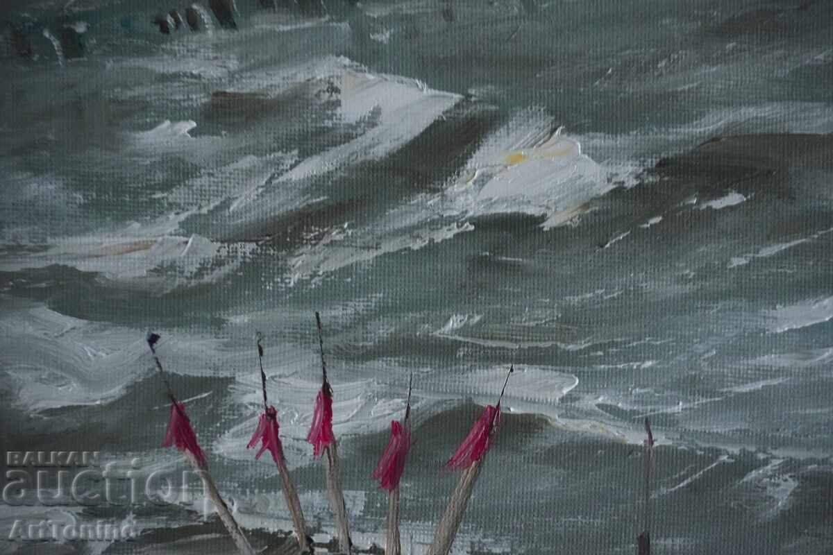 Livrarea Pictură în ulei - Peisaj marin - Barcă pe mal - Anton Iordanov