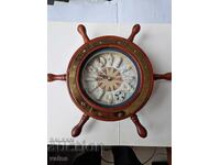 Ceas de perete - cârmă de navă; indici - noduri marine! Quartz