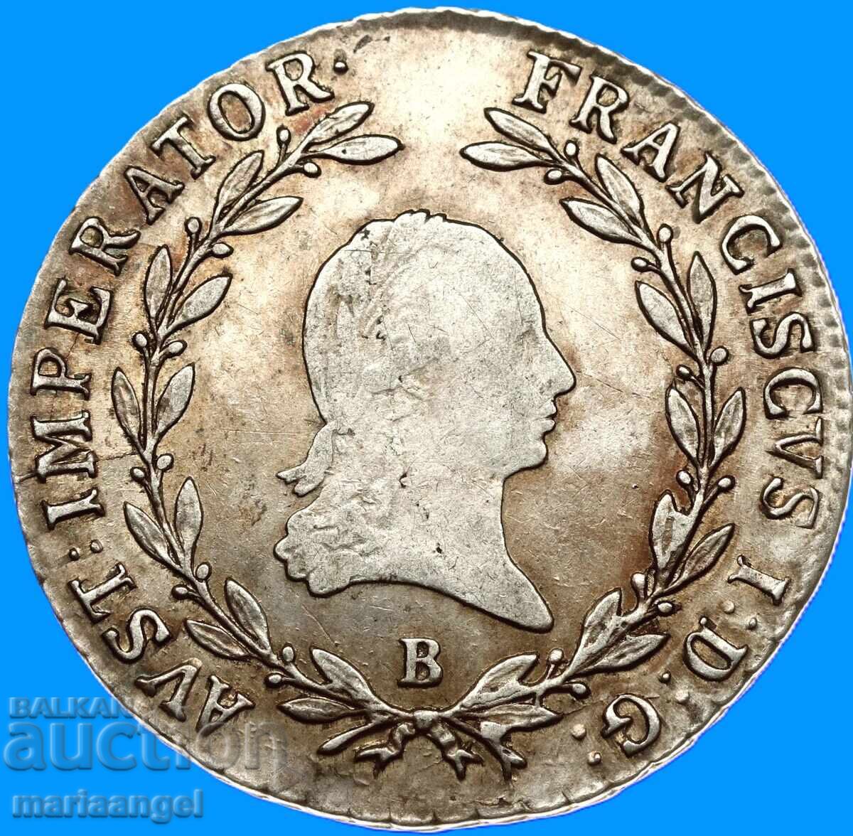 Livrarea 20 kreuzers 1815 Austria V-Kremnitz argint Aur Patina