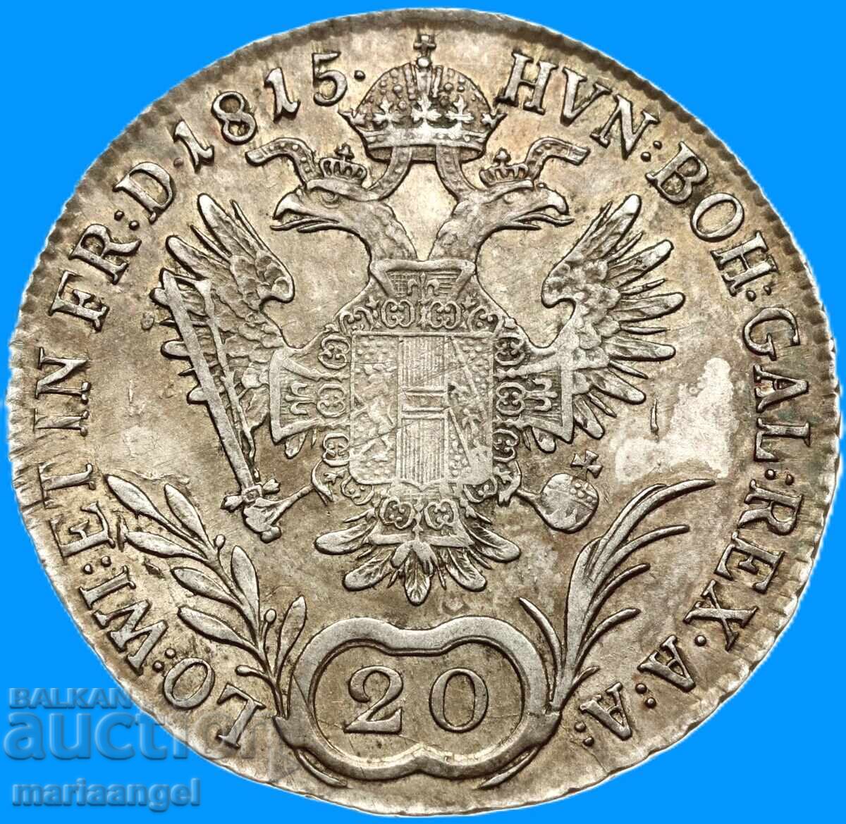 20 kreuzers 1815 Austria V-Kremnitz argint Aur Patina - 5
