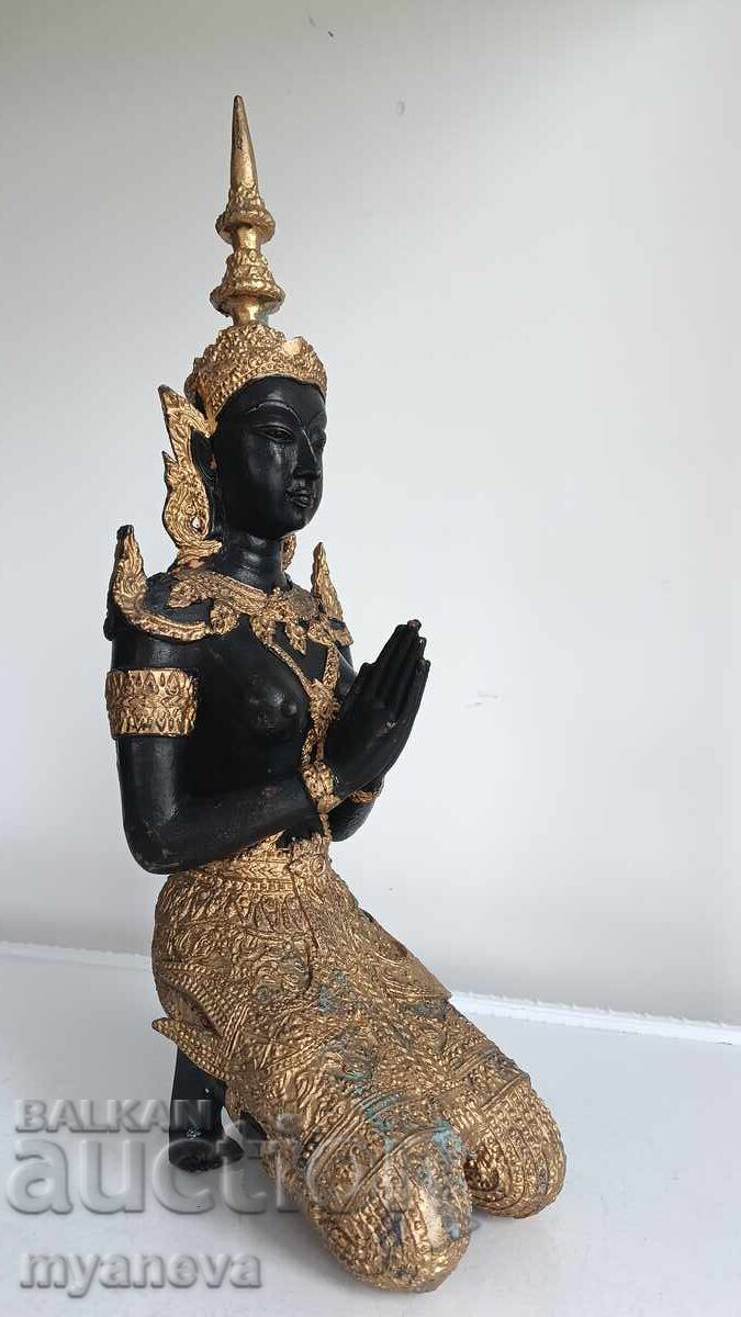 Bronze, Thai sculpture with gilded Theppanom - 5