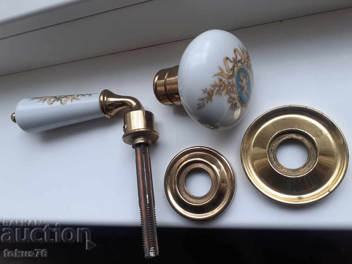 Παλιά αντίκα μπαρόκ πόμολα πόρτας πορσελάνη Limoges - 5