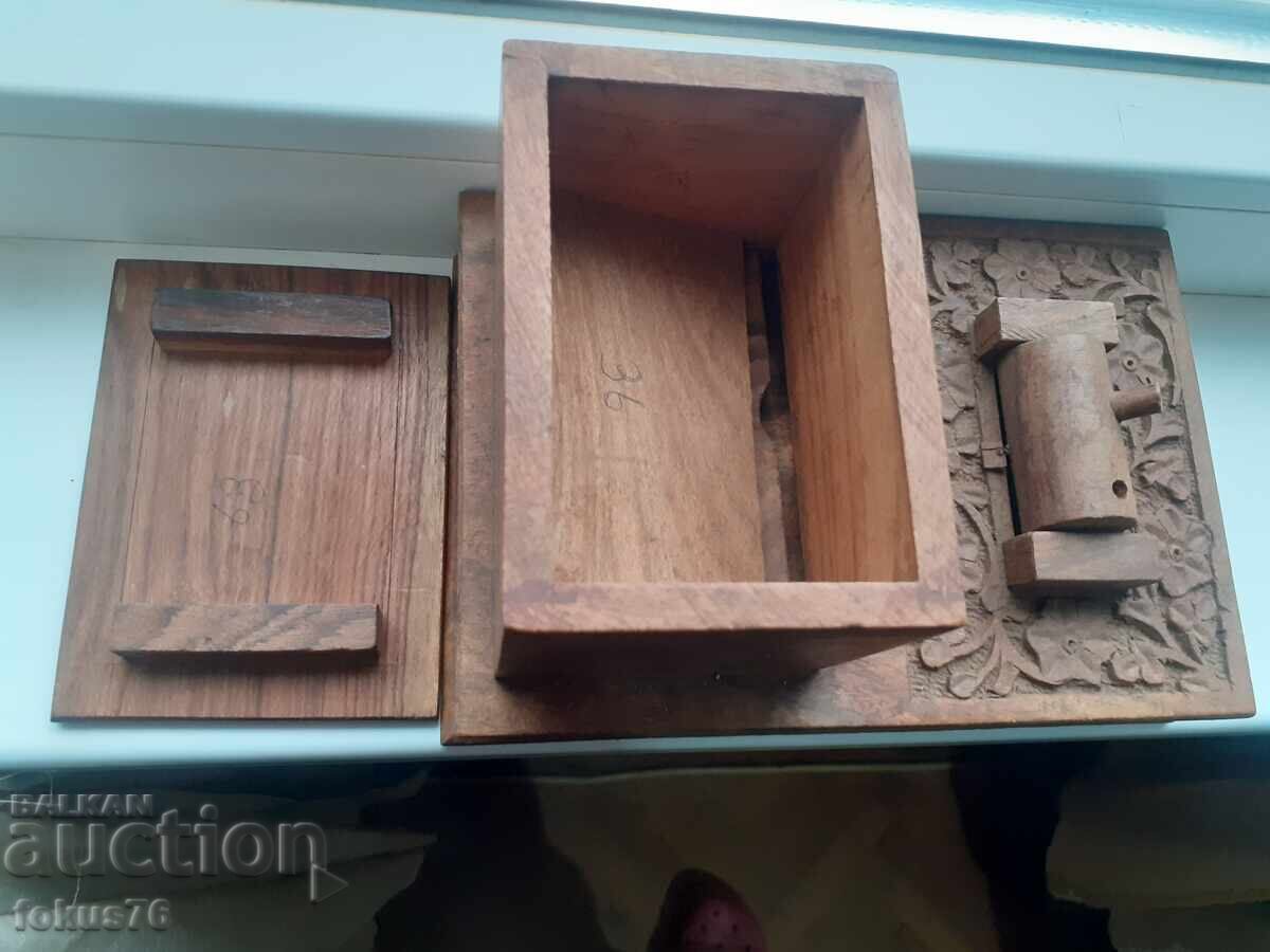 Delivery of Old antique wooden cigarette box mechanism tobacco box